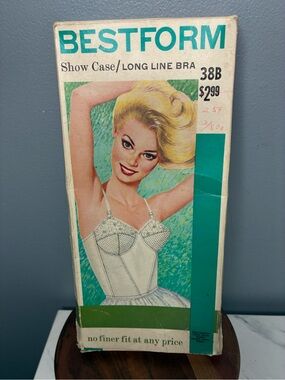 Bestform Long Line Bra 38B White Lace Bullet Style Lingerie w/ Original Box